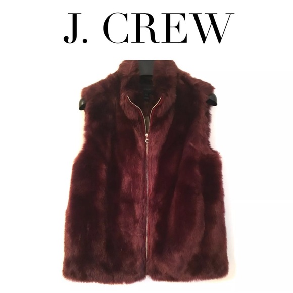 J. Crew Jackets & Blazers - J. Crew Faux Fur Vest Women's Size XS Burgundy Fully Lined Full Zip size S